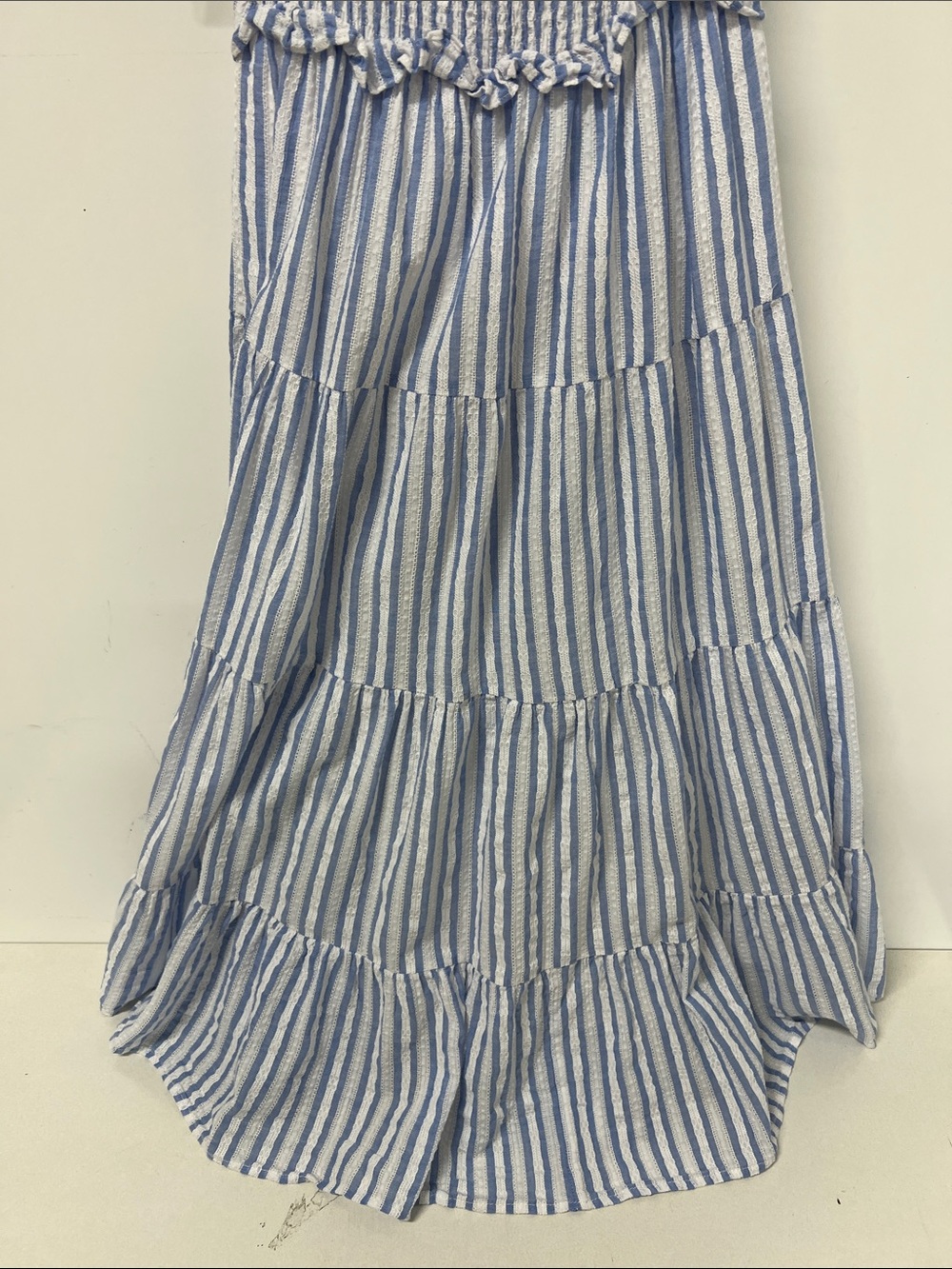 Spencer and Ella Sundress, Smocked, Blue and White, Lined, Tier, Cotton, Small - Picture 4 of 9